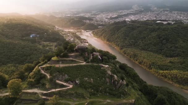奈良城跡を有する日本中津川 — ストック動画