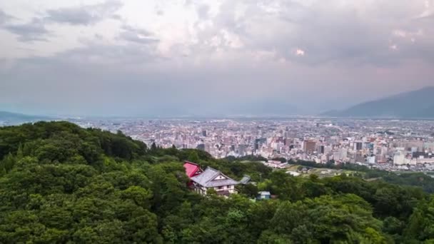 朝日山からの夕暮れから日本時間の経過 — ストック動画