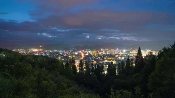 黎明时分 日本吉福市高山市天际线 — 图库视频影像
