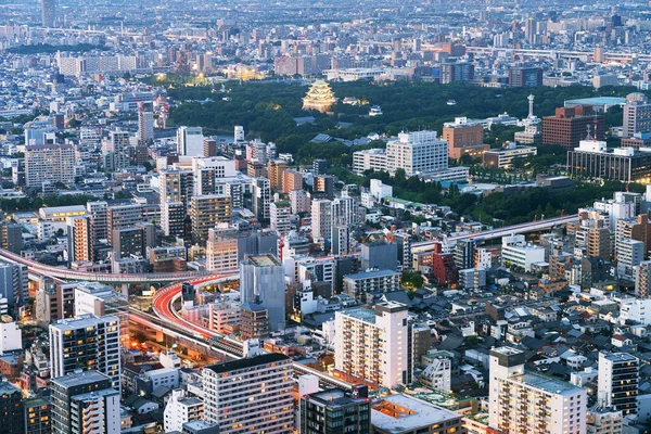 Nagoya Japan Stad Skyline Bij Zonsondergang — Stockfoto