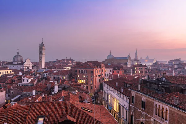 Venice Italy Rooftop Skyline San Giorgio Dei Greci Its Leaning — Fotografia de Stock