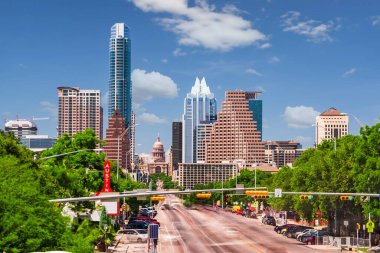 Austin, Texas, USA downtown cityscape on Congress Avenue. clipart