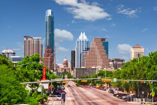 stock image Austin, Texas, USA downtown cityscape on Congress Avenue.