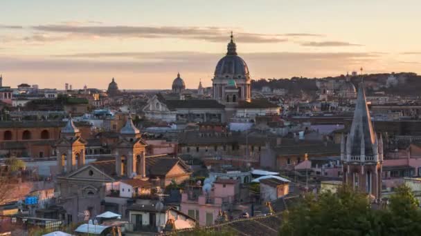 Italy Rome Cityscape Time Lapse Historic Buildings Cathedrals Day Till — Stock Video