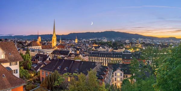 Zurich Switzerland Cityscape Panorama Twilight — Stock Photo, Image