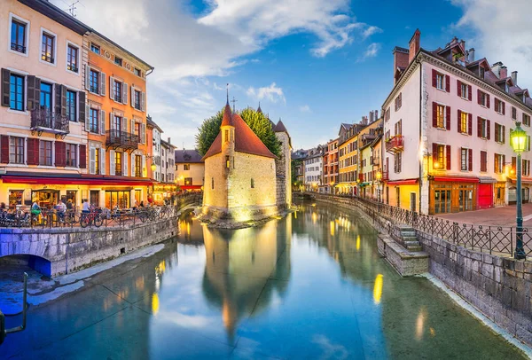 Annecy France Thiou River Twilight — Stock Photo, Image