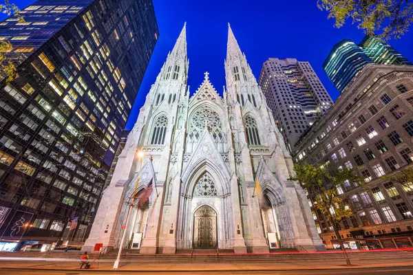 Patrick Cathedral New York City Night — Stock Photo, Image