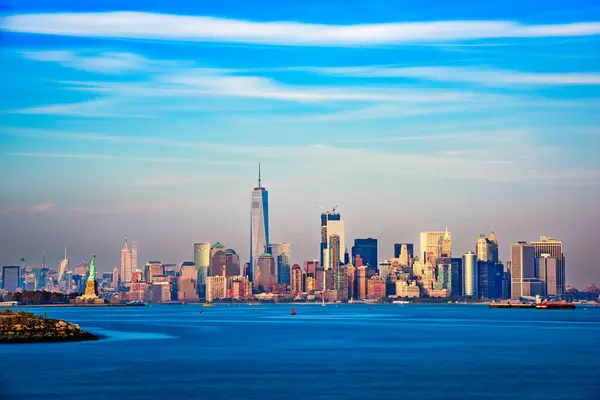 Nueva York Nueva York Estados Unidos Skyline Manhattan Desde Puerto — Foto de Stock