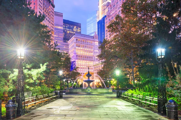 New York Verenigde Staten Bij City Hall Park Fountain Ochtend — Stockfoto