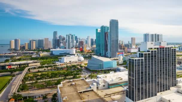 Miami Florida Estados Unidos Paisaje Urbano Del Centro Atardecer — Vídeo de stock