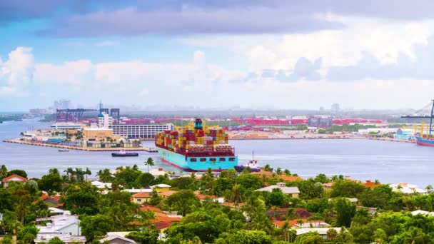 Lauderdale Florida Julho 2016 Barcos Piloto Dirigem Navio Porta Contentores — Vídeo de Stock