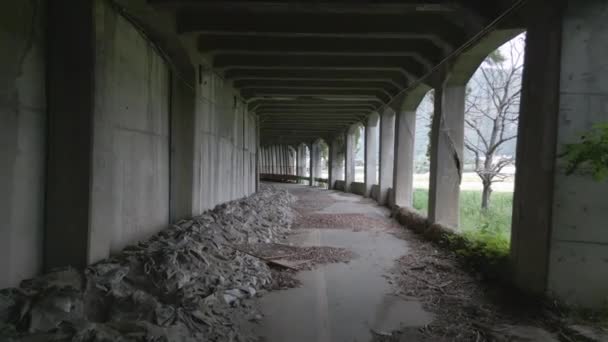 位于日本千岛市长野县77号半路上的废弃隧道 — 图库视频影像