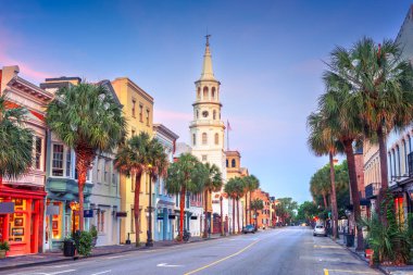 Charleston, Güney Carolina, ABD Alacakaranlık 'taki tarihi bölgede..