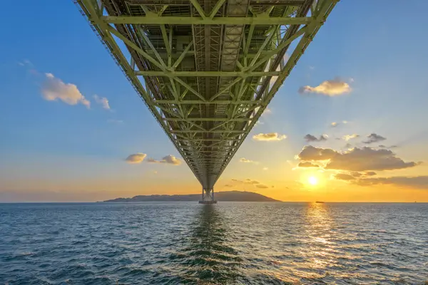 Мост Акаси Кайкё Охватывающий Внутреннее Море Сето Острова Авадзи Кобе — стоковое фото