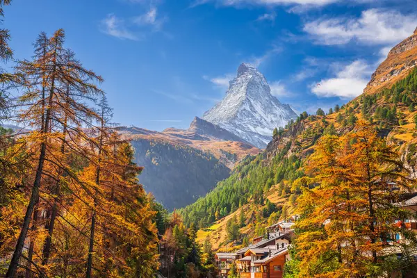 Zermatt Schweiz Herbstnachmittag Mit Dem Matterhorn — Stockfoto