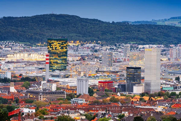 Zurich Switzerland Modern High Rises Twilight — Stock Photo, Image