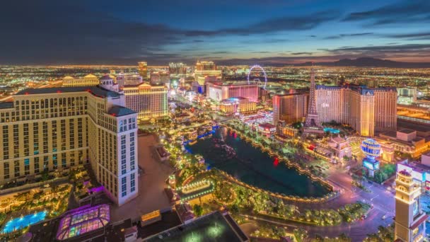 Las Vegas Nevada Maio 2019 Hotéis Casinos Longo Faixa Entardecer — Vídeo de Stock