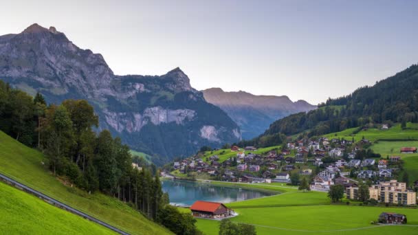 Engelberg Schweiz Alperna Vid Skymningen — Stockvideo