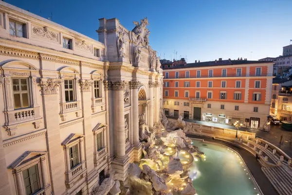 Rom Italien Stadslandskap Med Utsikt Över Fontana Trevi Gryningen — Stockfoto