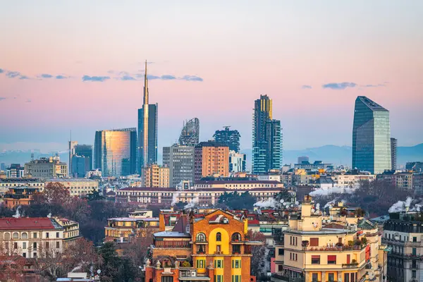 Milan Italy Financial District Skyline Residential Apartments Dawn — Stock Photo, Image