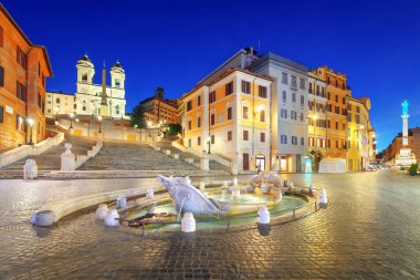 Spanish Steps in Rome, Italy in the early morning.