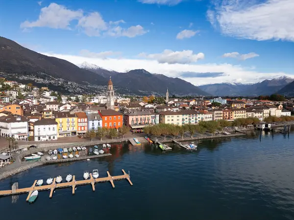 Ascona Ελβετία Townscape Στις Όχθες Της Λίμνης Maggiore Εικόνα Αρχείου