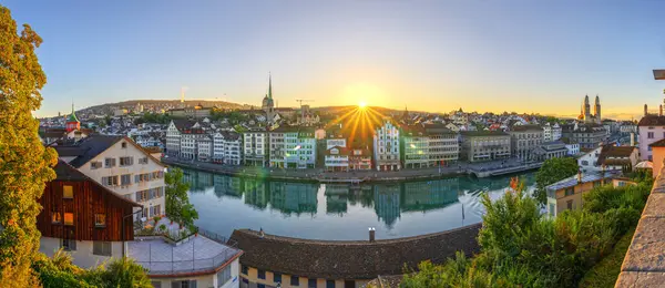 Zürich Schweiz Vid Limmat River Gryningen — Stockfoto