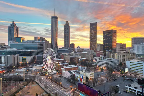 Atlanta Georgia Usa Centrum Skyline Bij Dageraad — Stockfoto