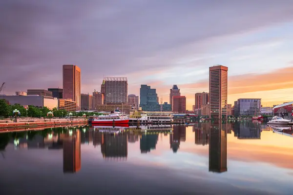 Baltimore Maryland Usa Skyline Inner Harbor Dawn — Stock Photo, Image