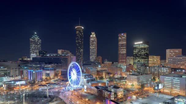 Atlanta Georgia Usa Stadssiluett Natten — Stockvideo