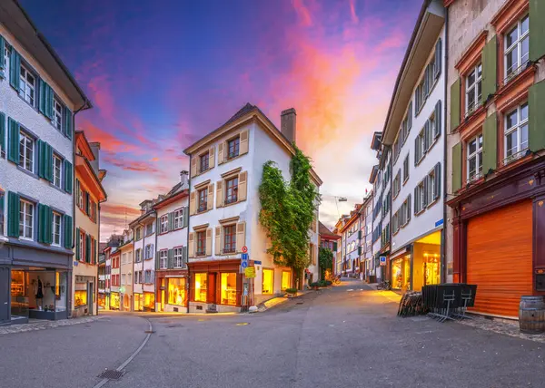 Basel Switzerland Old Town Golden Hour Stock Picture