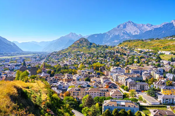 Sion Switzerland Canton Valais Afternoon Stock Image