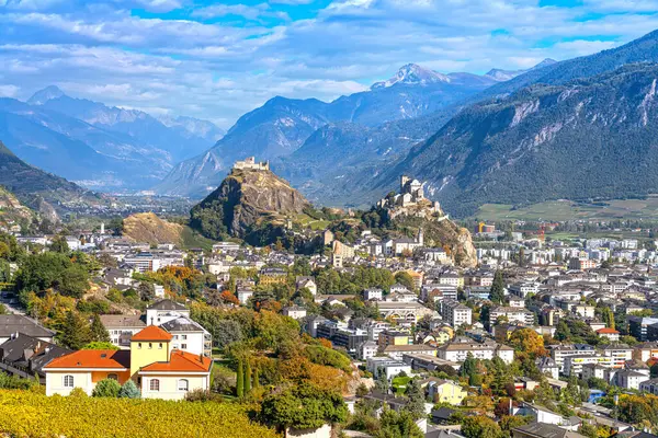 Sion Switzerland Canton Valais Afternoon Stock Picture