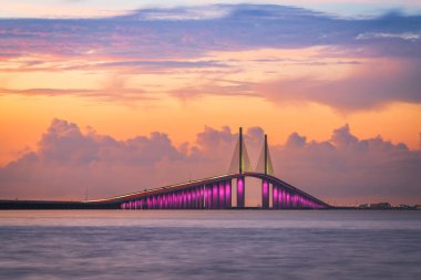 Sunshine Skyway Bridge spanning the Lower Tampa Bay and connecting Terra Ceia to St. Petersburg, Florida, USA.  clipart