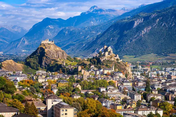 stock image Sion, Switzerland in the Canton of Valais in the afternoon.