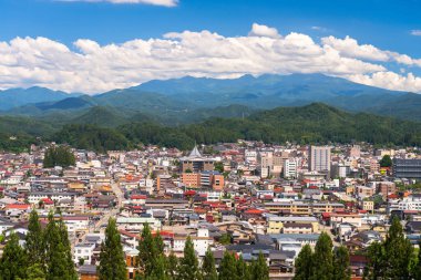 Takayama, Gifu, Japan downtown city skyline clipart