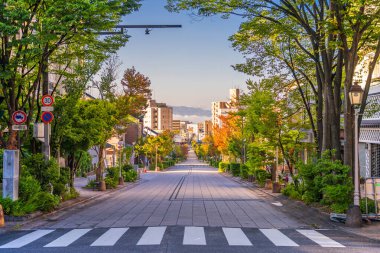 Nagano, Japonya Nakamise Caddesi boyunca şafakta..