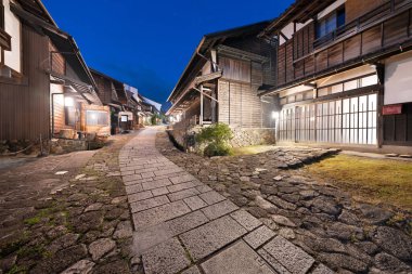 Magome, Japan along the Nakasendo at twilight. clipart