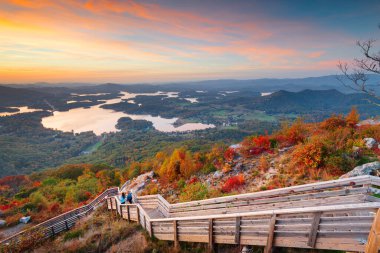 Hiawassee, Georgia, USA landscape with Chatuge Lake in autumn at dusk. clipart