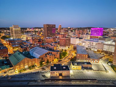 Syracuse, New York, USA downtown cityscape at twilight. clipart