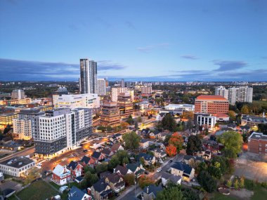 Kitchener, Ontario, Canada cityscape at dusk. clipart