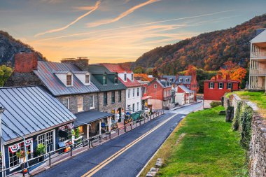 Harpers Ferry, West Virginia, USA townscape at dawn in autumn. clipart