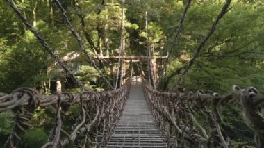 Iya Vadisi, Tokushima, Japonya Kazurabashi asma köprüsünde..