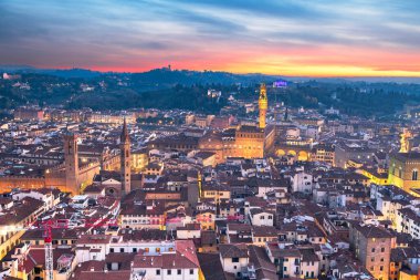 Florence, Italy aerial cityscape skyline at golden hour. clipart