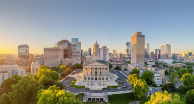 Nashville, Tennessee, USA downtown city skyline with the state capitol at dawn. clipart