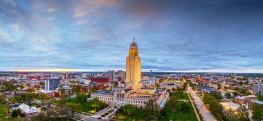 Lincoln, Nebraska, USA cityscape at the capitol building at twilight. clipart