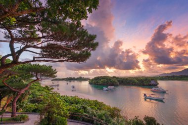 Ishigaki, Japan from the landmark beautiful Kabira Bay at dawn. clipart