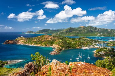 Shirley Heights, Antigua overlooking English Harbour viewed on a beautiful day. clipart