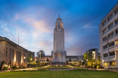 Lincoln, Nebraska, ABD Eyalet Meclisi Alacakaranlıkta.