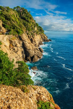 İtalya, Portofino 'nun deniz manzarası.